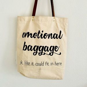 Emotional Baggage Canvas Tote w/ Leather Straps